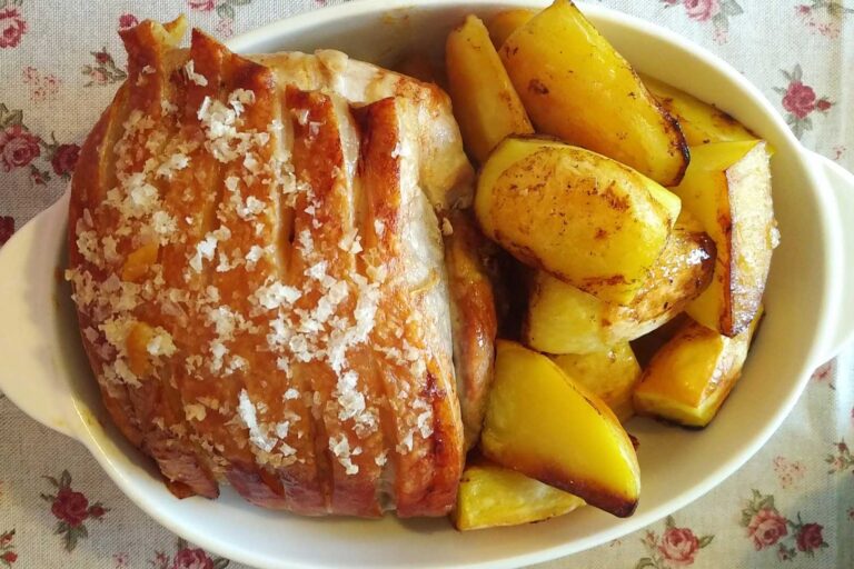 Photo of roast pork joint and potatoes